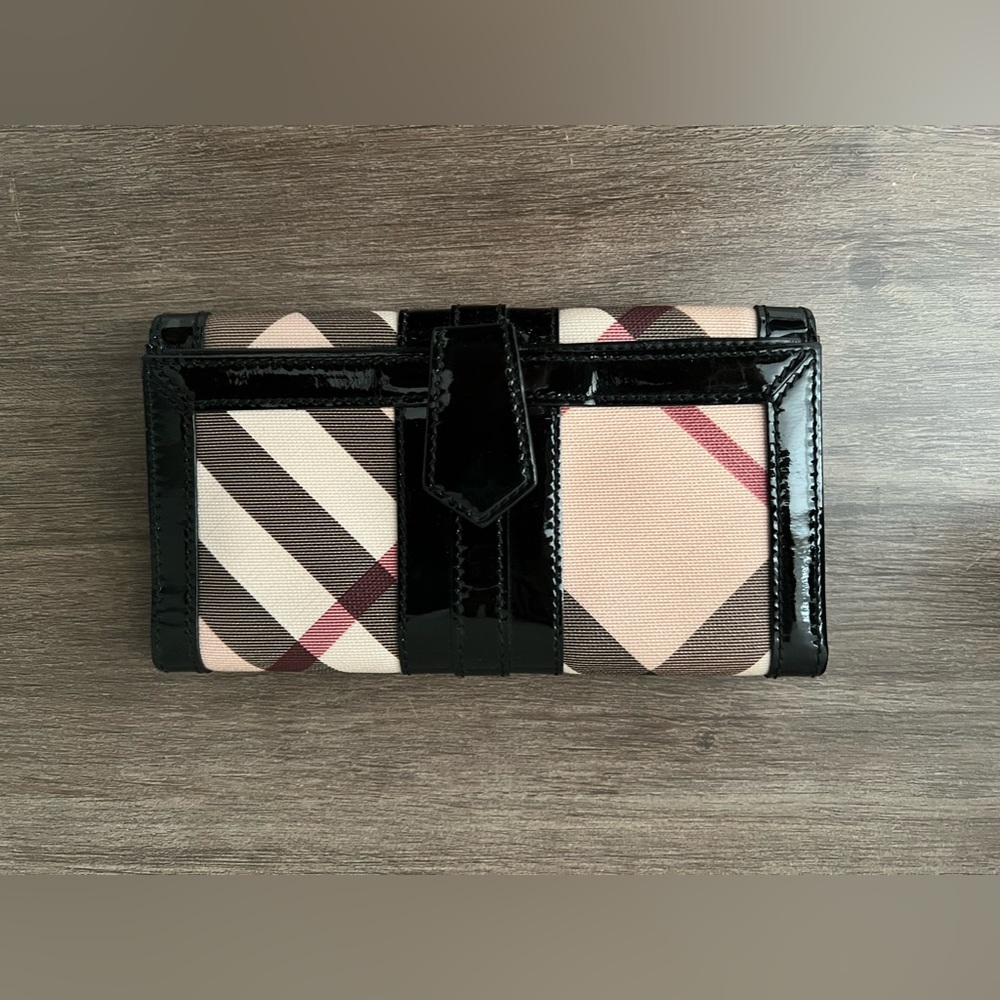 Burberry Nylon Plaid continental wallet